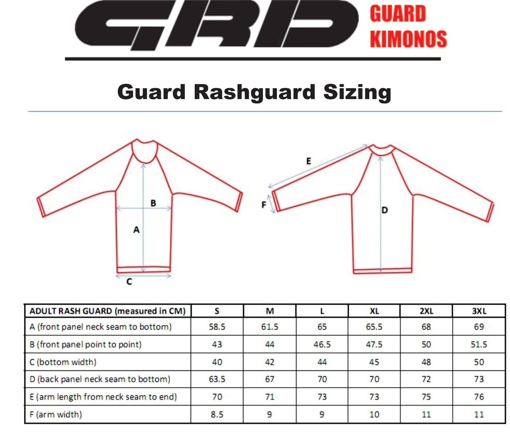 Junior Rashguard Size Chart