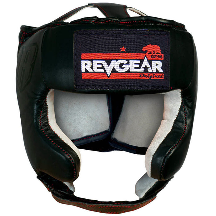 Revgear Leather Headgear with Cheek and No Chin Protection