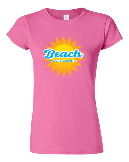 Beach Wrestling Tee Adult Womens Rosy