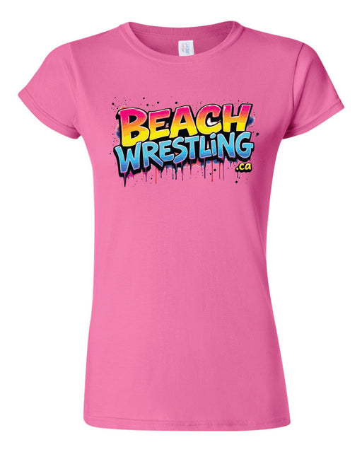 Beach Wrestling Tee Adult Womens Rosy2