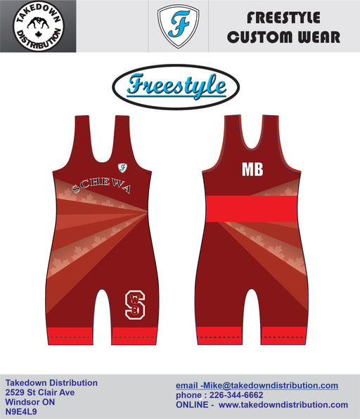 Schewa Team Wrestling Red  Singlet Youth Only