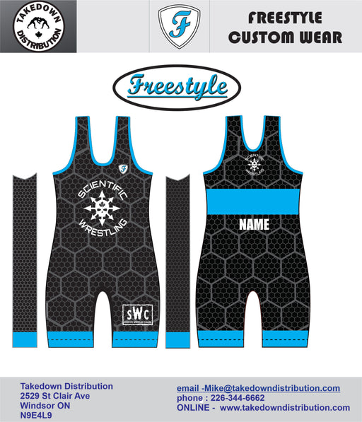 Scientific Wrestling Sublimated Blue Team Singlet Mens Competition