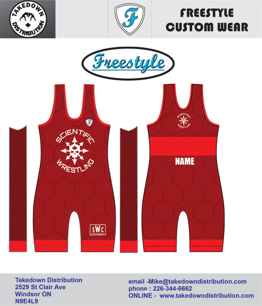 Scientific Wrestling Sublimated RED Team Singlet Mens Competition
