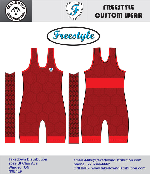 FreeStyle The GEO Competition YOUTH UNISEX RED Wrestling Singlet