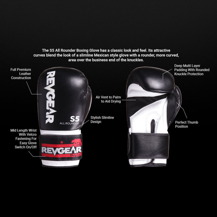 REVGEAR S5 ALL ROUNDER LEATHER BOXING GLOVES