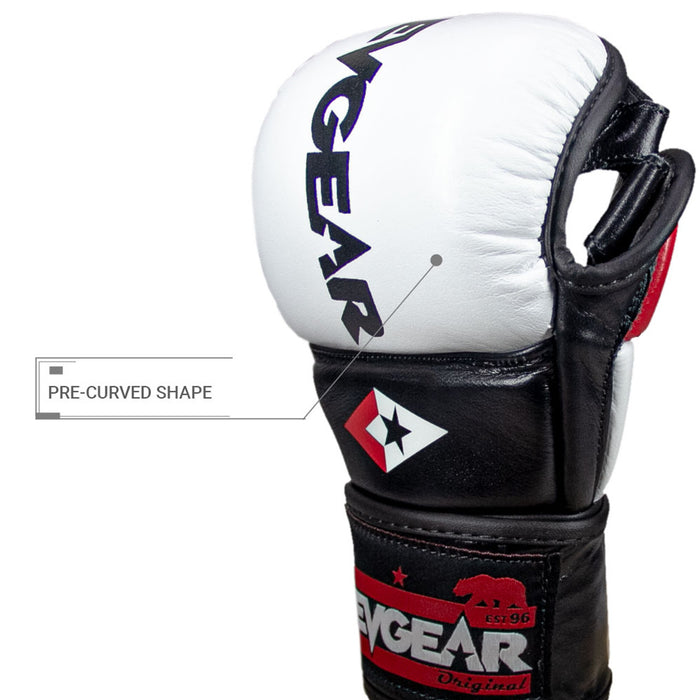 REVGEAR PRO SERIES MS1 LEATHER MMA TRAINING -SPARRING GLOVE WHITE